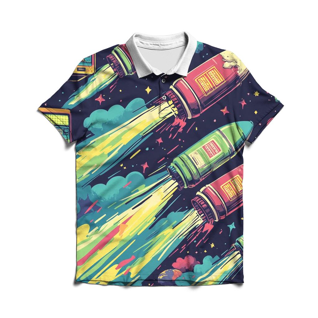 Soda Pop Space Race embroidered polo tops