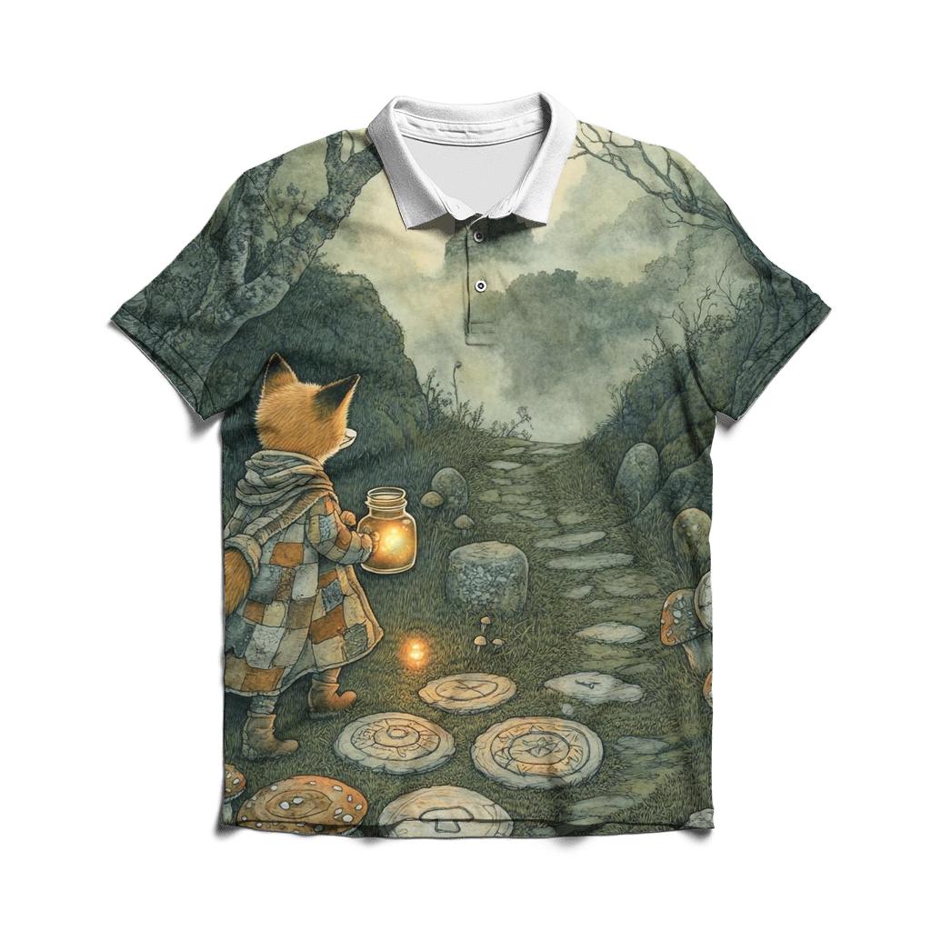 Lantern Fox In Haunted Hollow embroidered polo tops