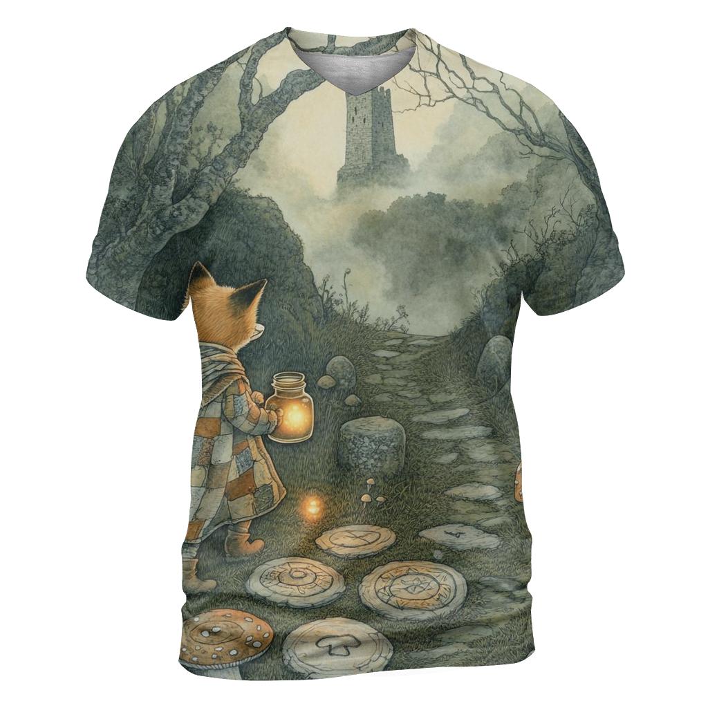 Lantern Fox In Haunted Hollow unique graphic print tees