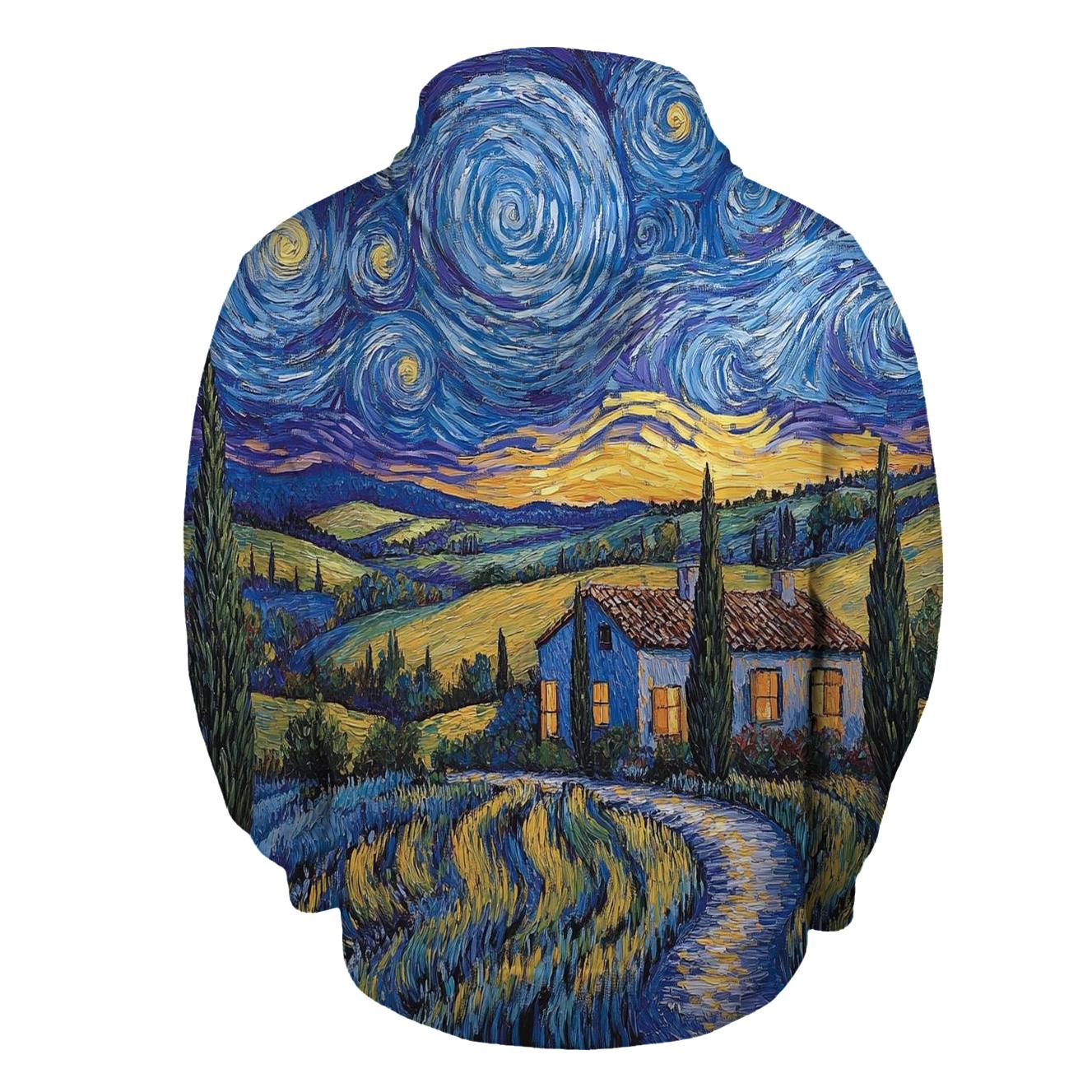 Van Gogh Inspired Starry Countryside printed hoodies