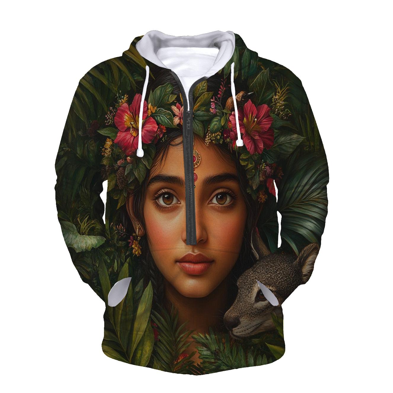 Frida Kahlo Inspired Self Portrait Garden premium hoodies