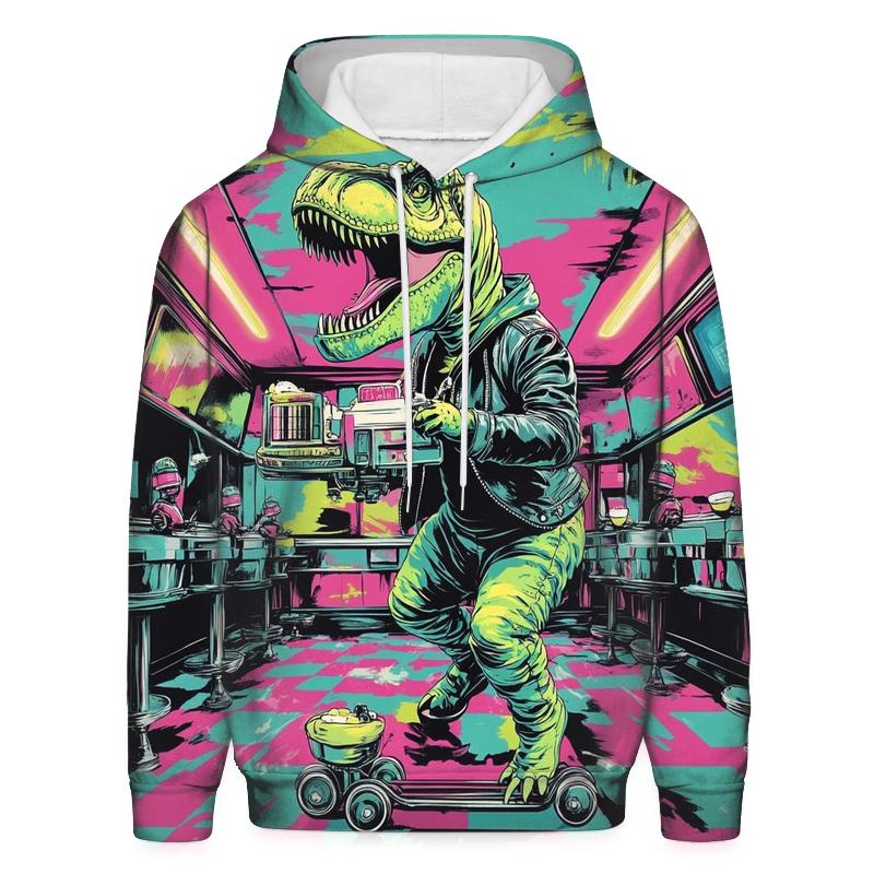 Neon Diner Dinosaurs graphic hoodies
