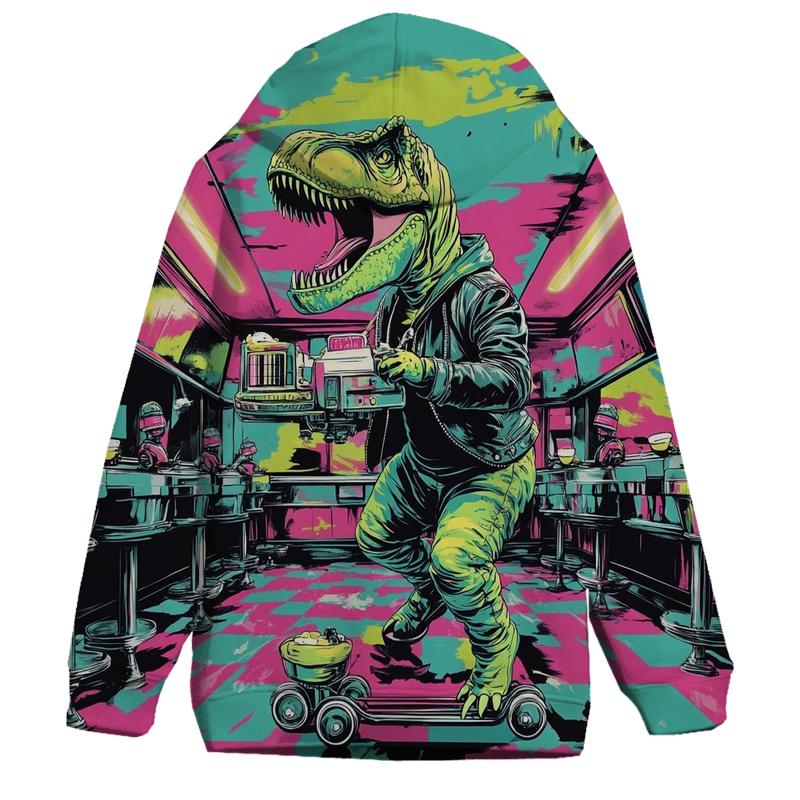Neon Diner Dinosaurs graphic hoodies
