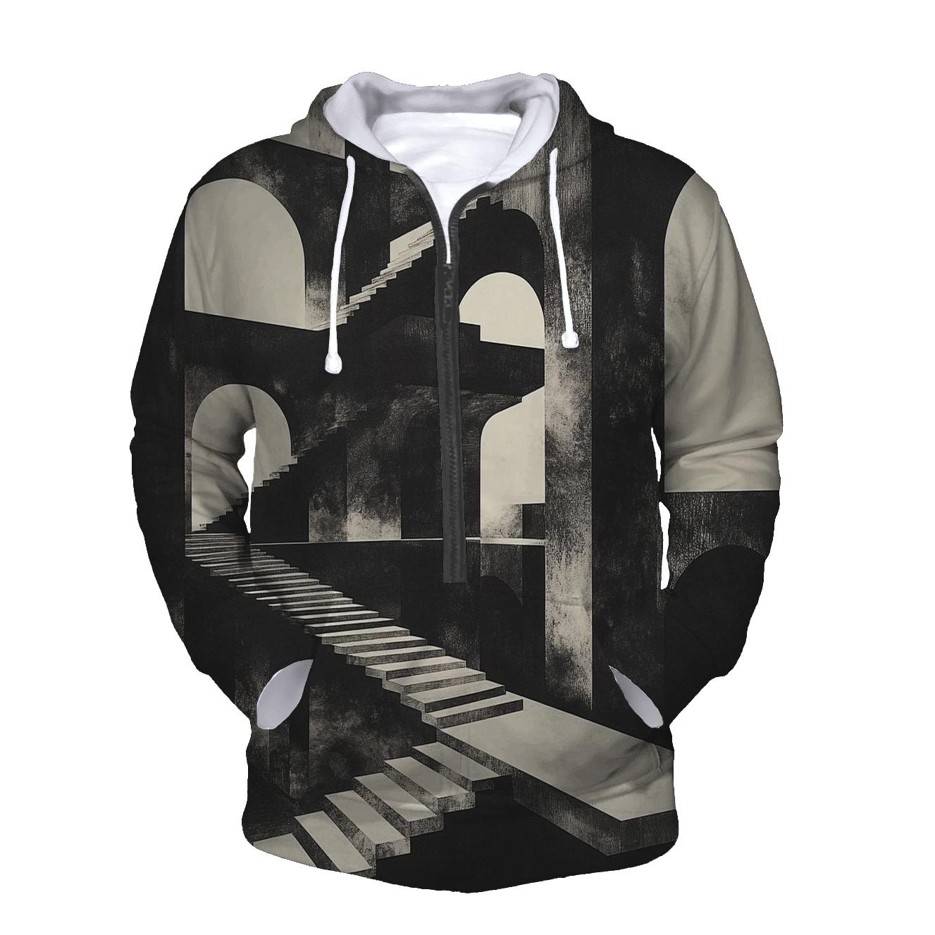 Escher Inspired Cosmic Staircase designer hoodies