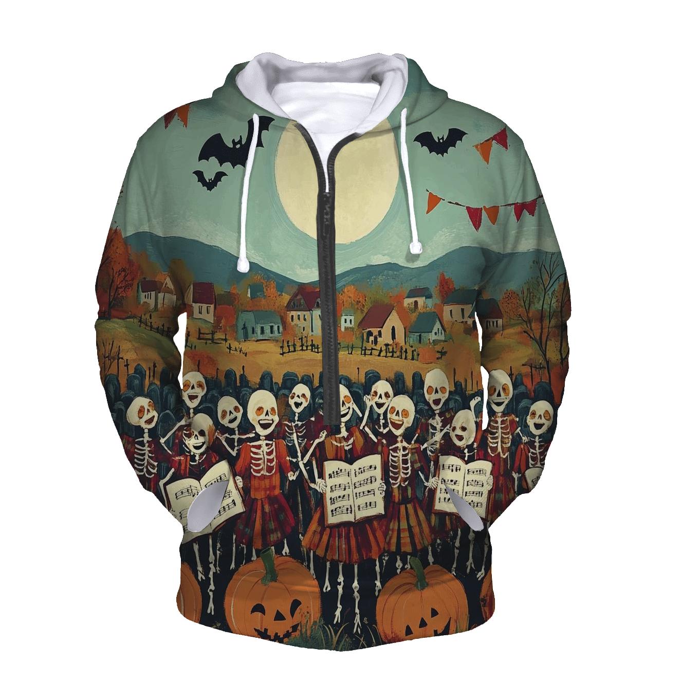Cemetery Choir With Spooky Harmony zip-up hoodies