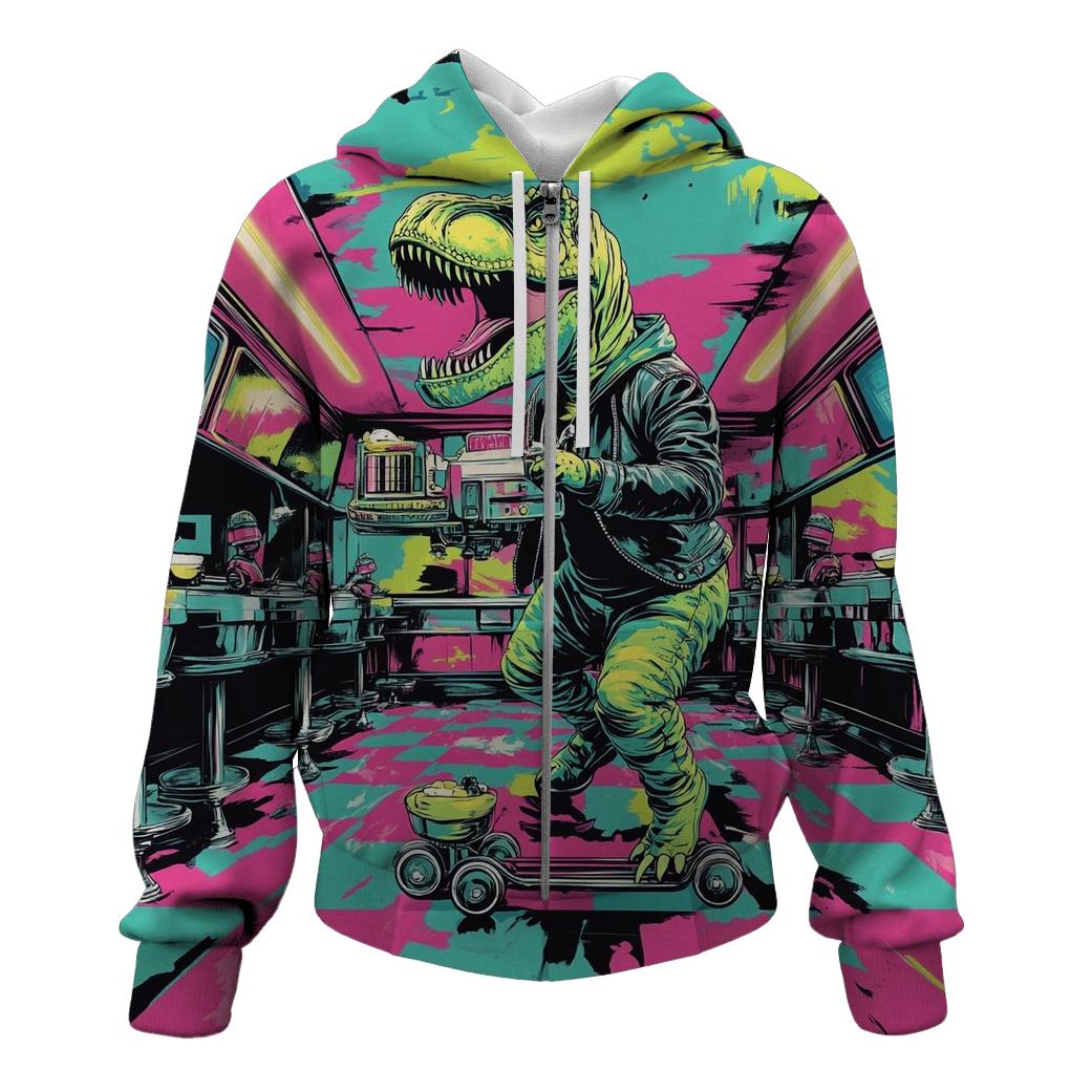 Neon Diner Dinosaurs pullover hoodies
