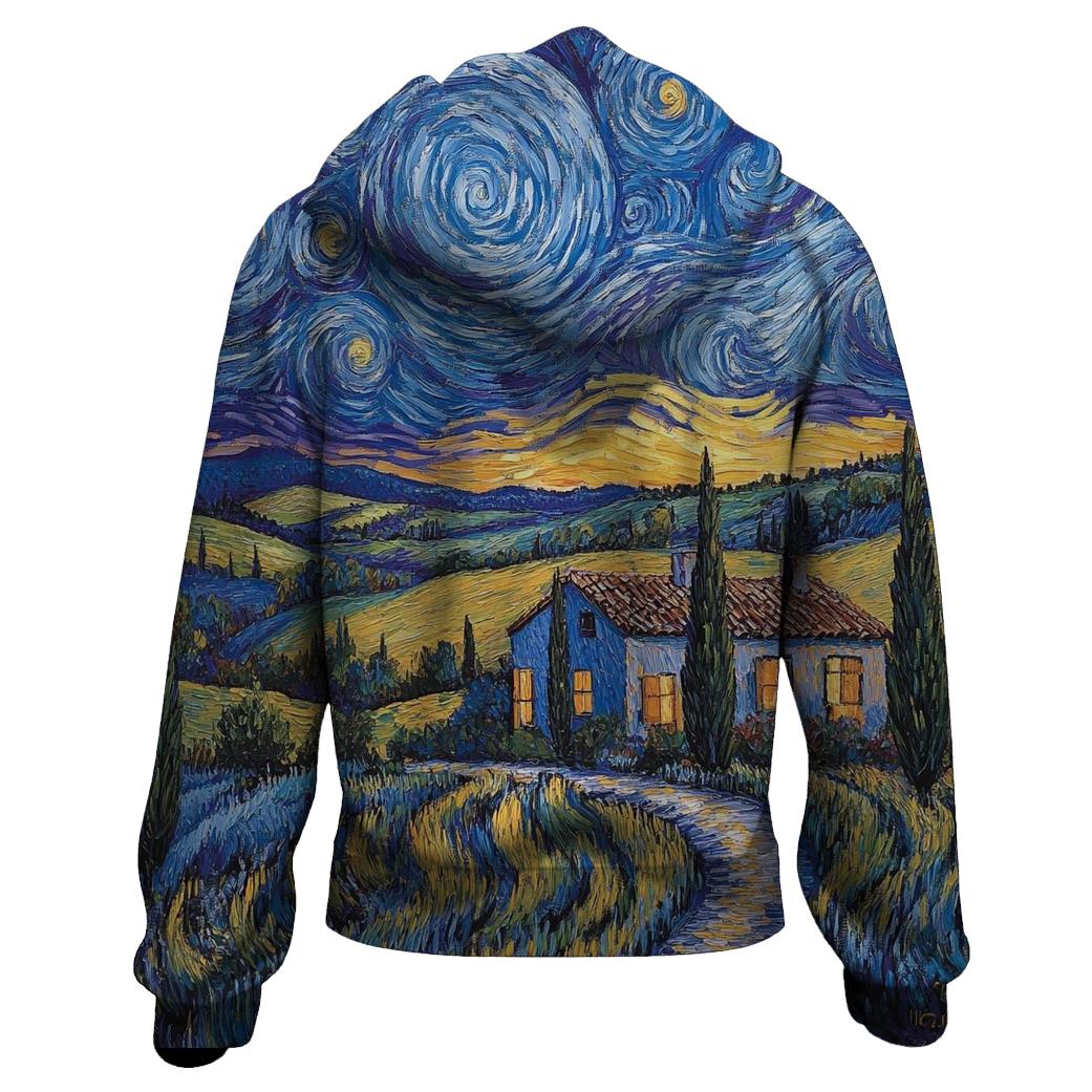 Van Gogh Inspired Starry Countryside designer hoodies