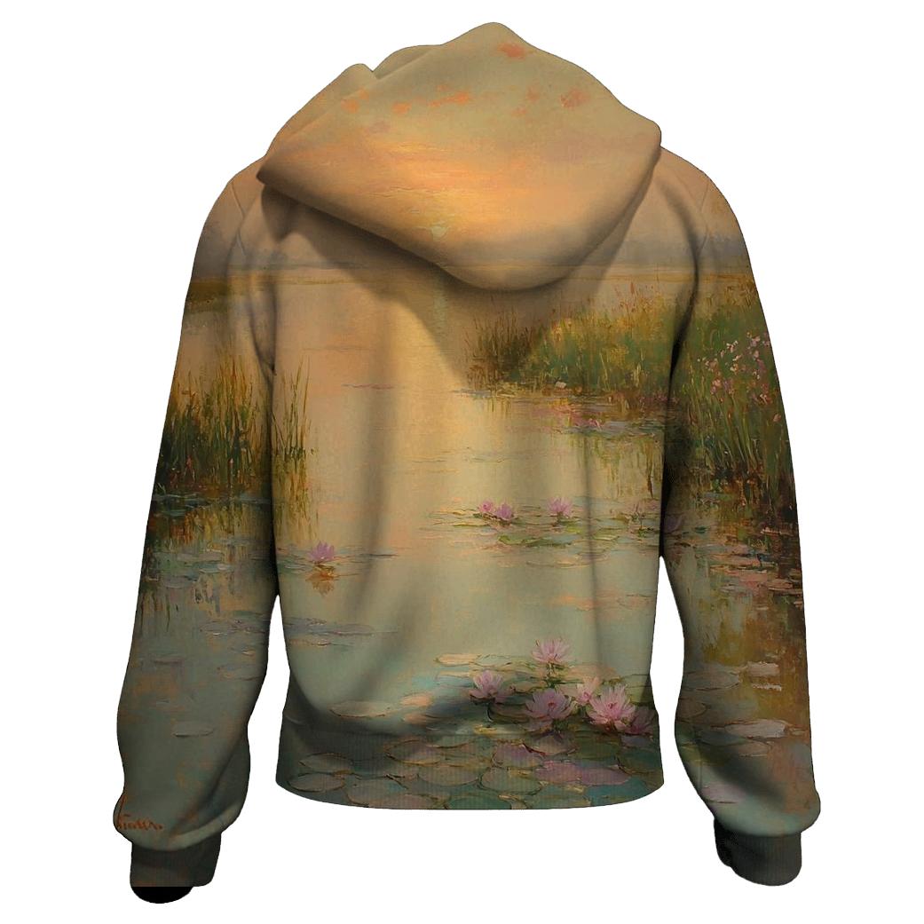 Monet Inspired Water Lilies At Dawn hoodie designs