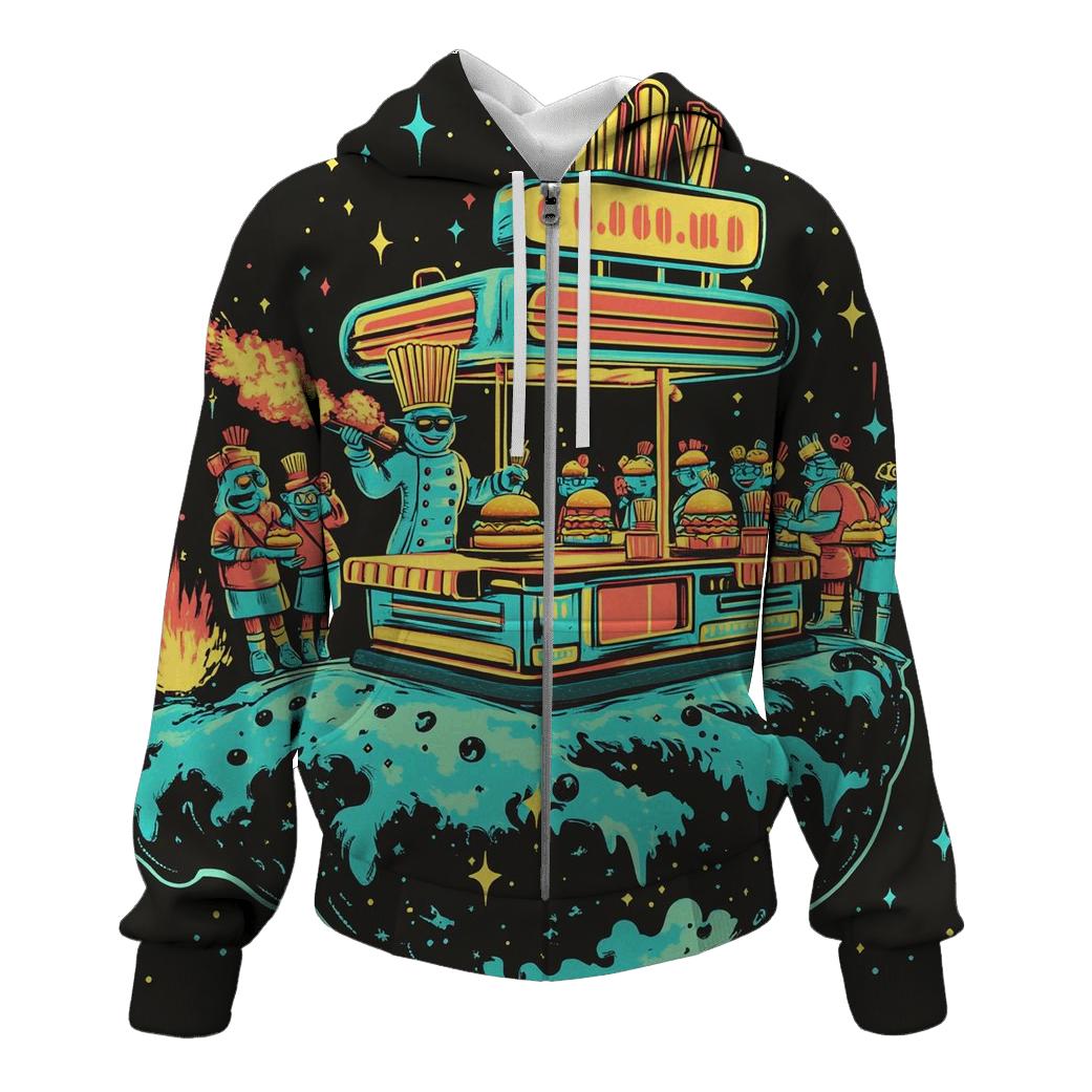 Alien Fast Food Fandango zip-up hoodies