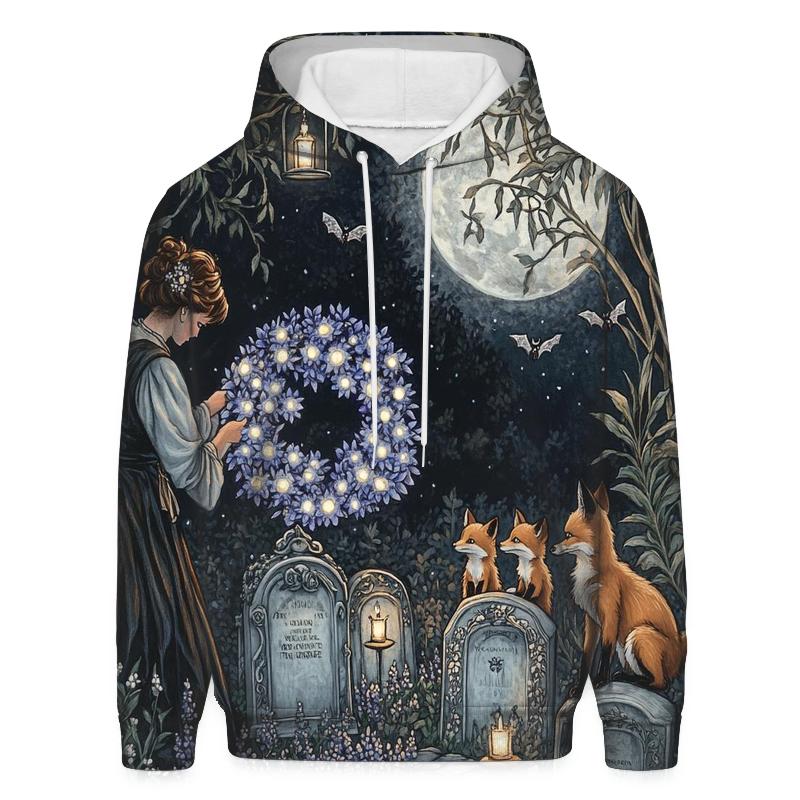 Moonflower Graveyard Garden Haunted premium hoodies