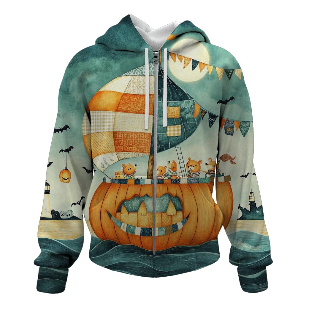 Pumpkin Ship With Halloween Crew pullover hoodies