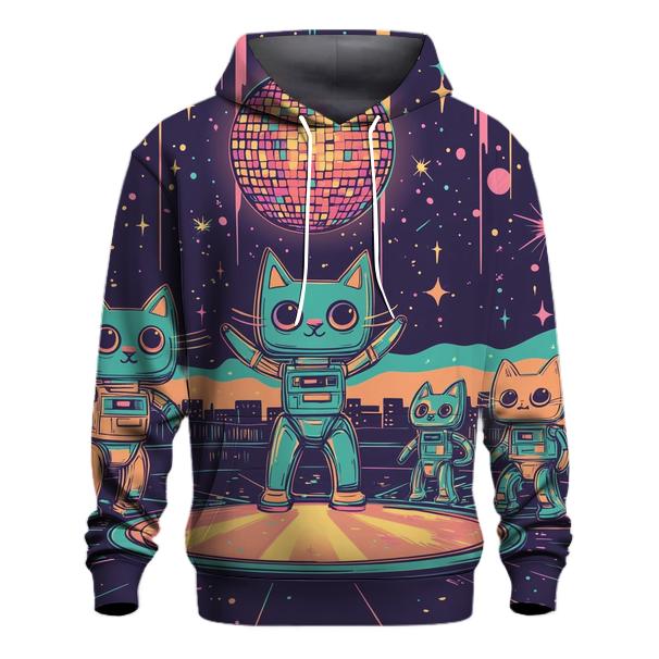 Robot Roller Disco Cats graphic hoodies