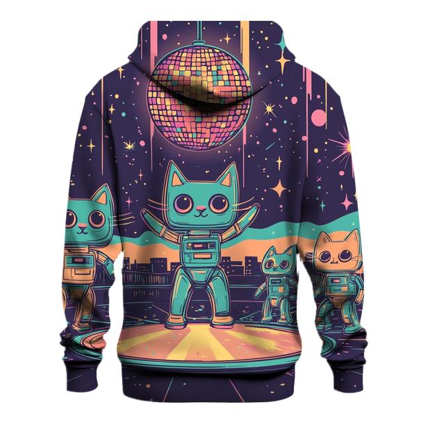 Robot Roller Disco Cats graphic hoodies