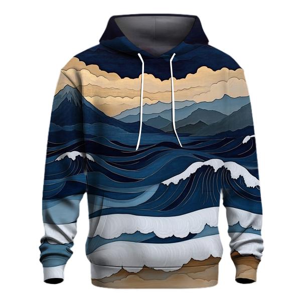 Hokusai Inspired Mountain Storm lightweight hoodies