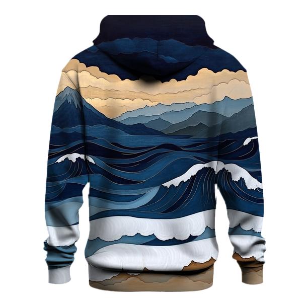 Hokusai Inspired Mountain Storm lightweight hoodies