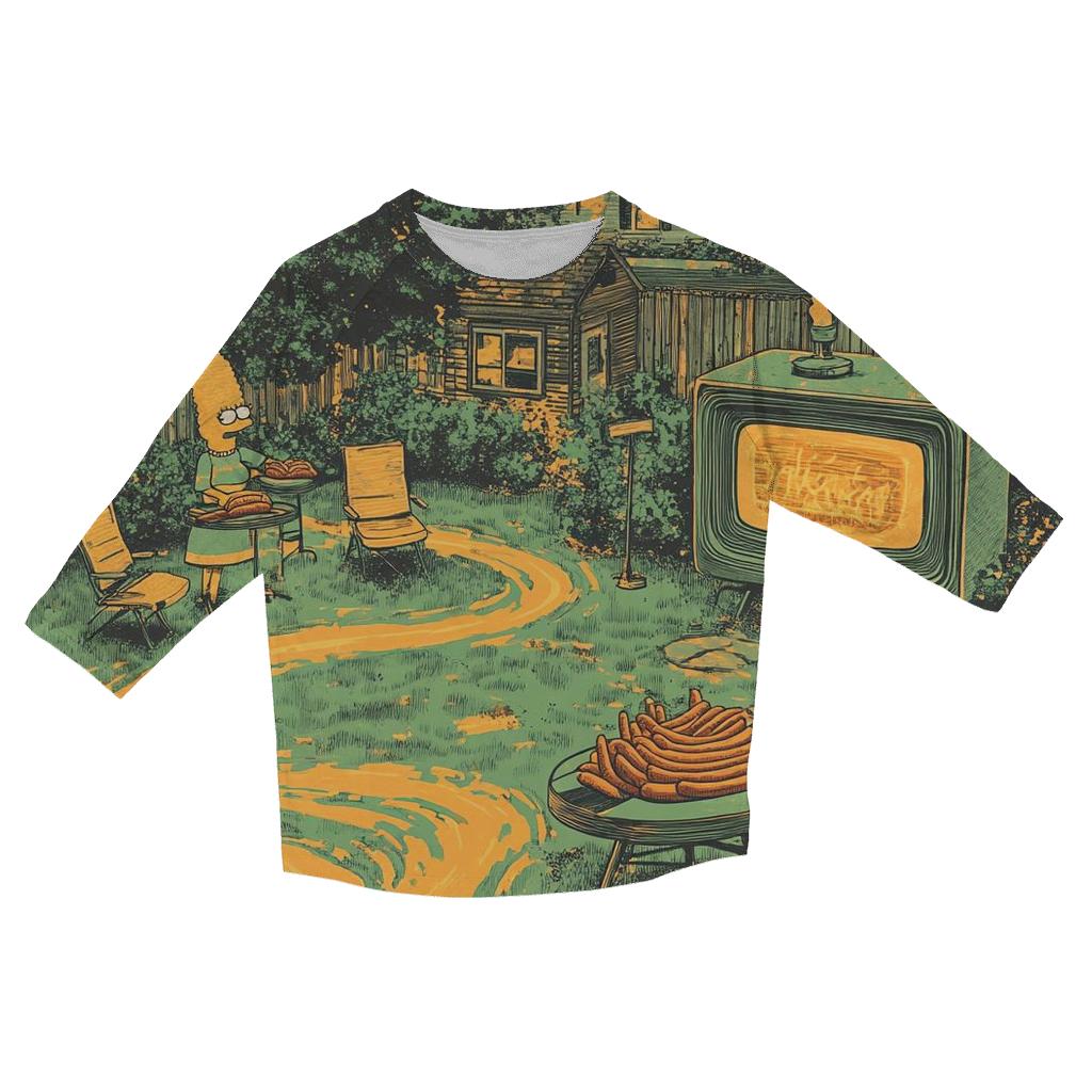 Suburban Time Warp BBQ designer 3/4 sleeve blouses