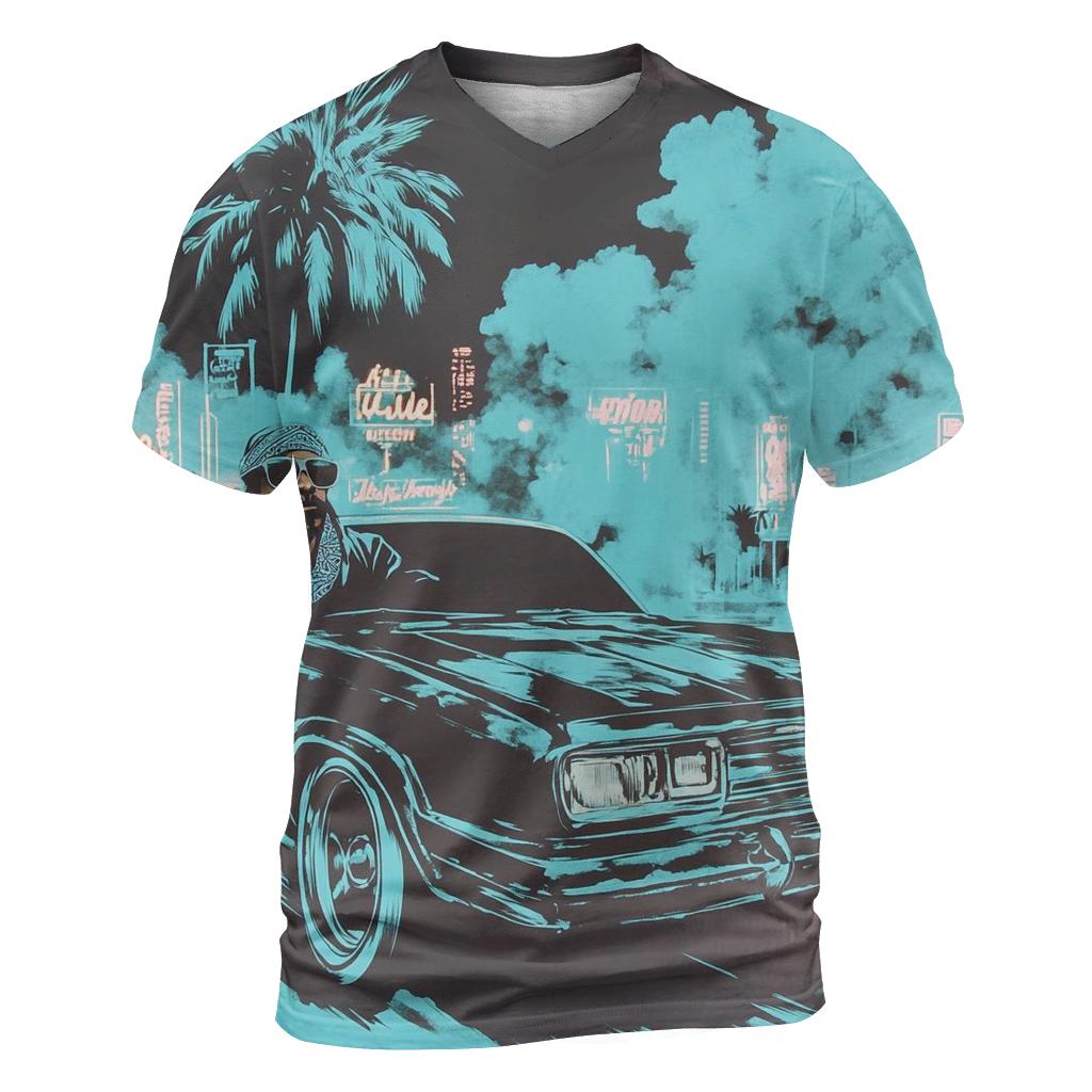 West Coast Neon Cruise creative print fashion shirts