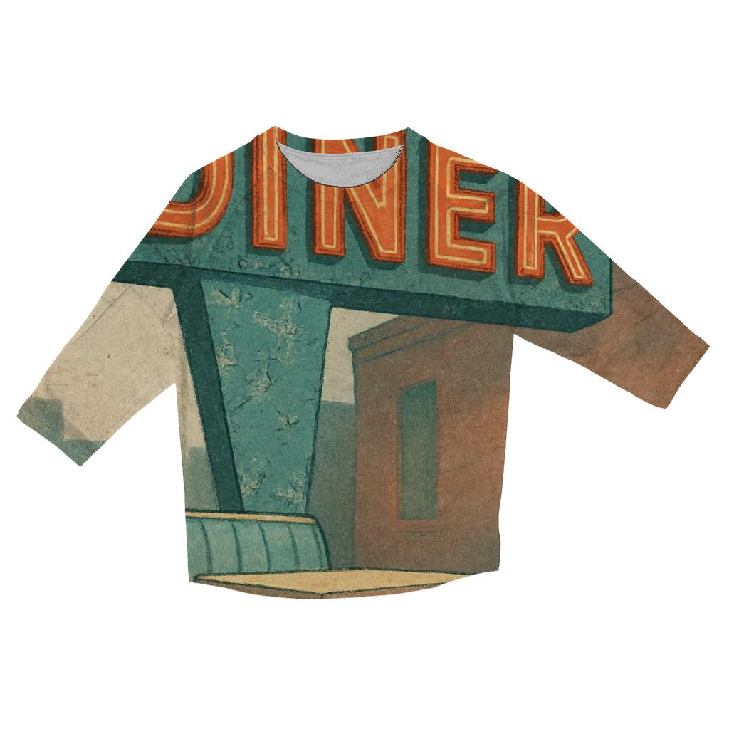 Sunset Boulevard Diner Sign printed three quarter sleeve shirts