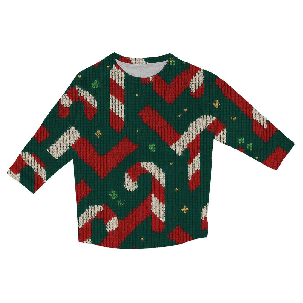 Candy Cane Herringbone Design fashion 3/4 sleeve shirts