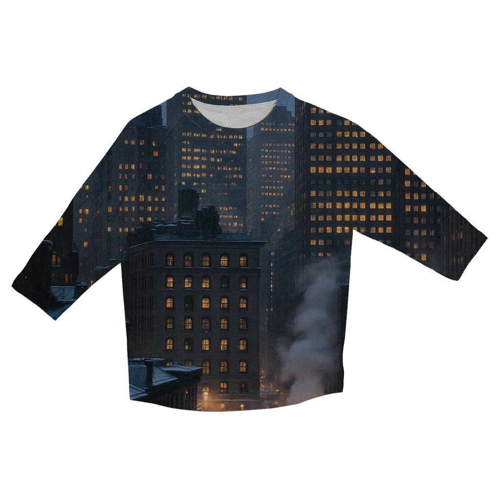 Winter Twilight Over The Financial District casual three quarter sleeve shirts