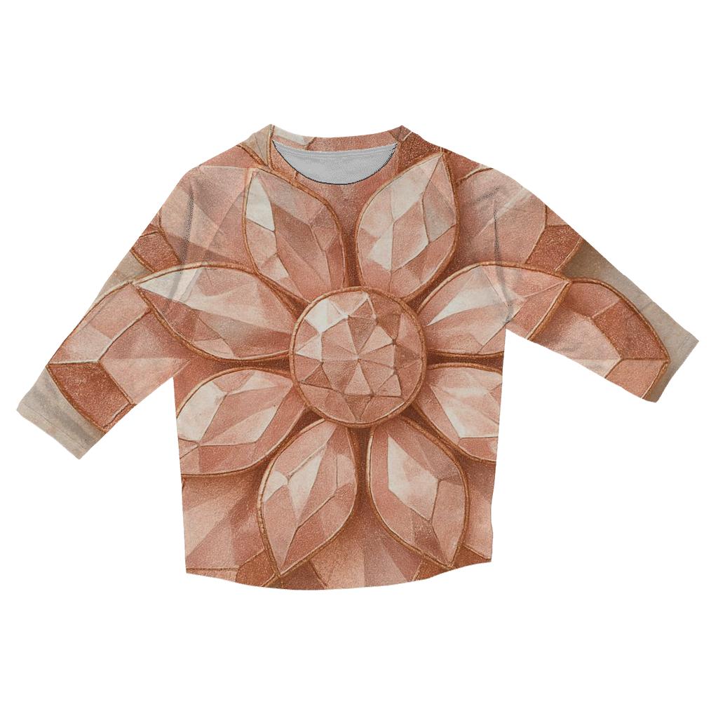 Rose Gold Facet Garden trendy 3/4 sleeve tops