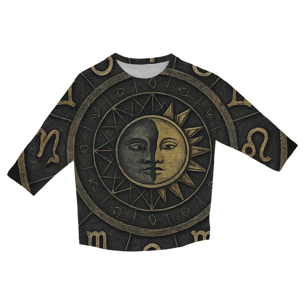 Zodiac Wheel Mandala Circle designer 3/4 sleeve blouses