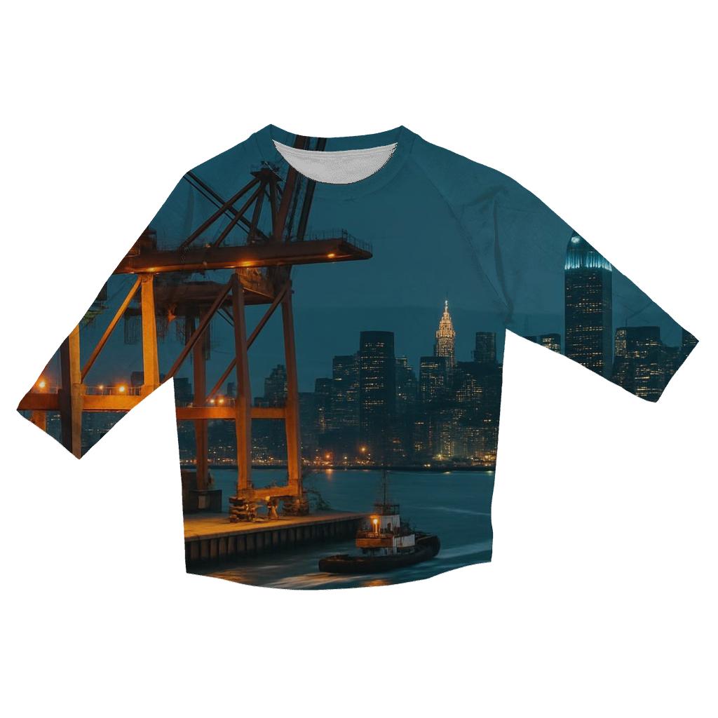 Harbor Cargo And Skyline At Blue Hour trendy 3/4 sleeve tops