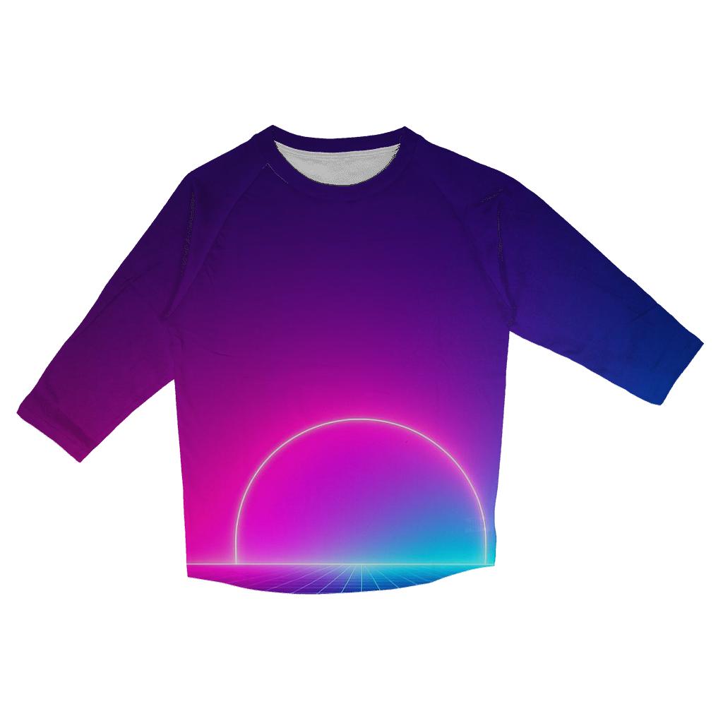 Neon Grid Horizon trendy 3/4 sleeve tops