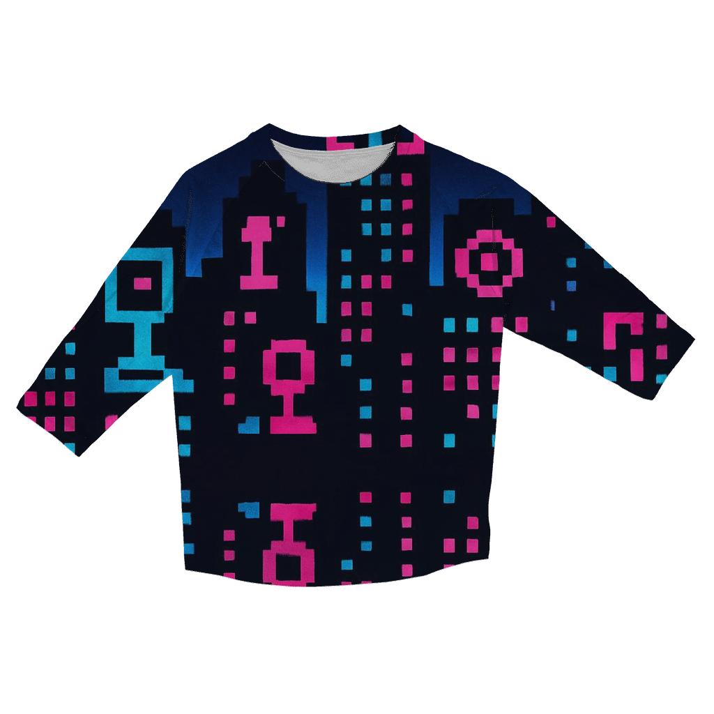 Arcade Pixel Skyline fashion 3/4 sleeve shirts