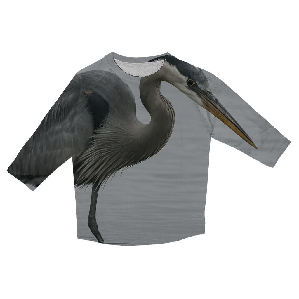 Estuary Sentinel — Great Blue Heron designer 3/4 sleeve blouses