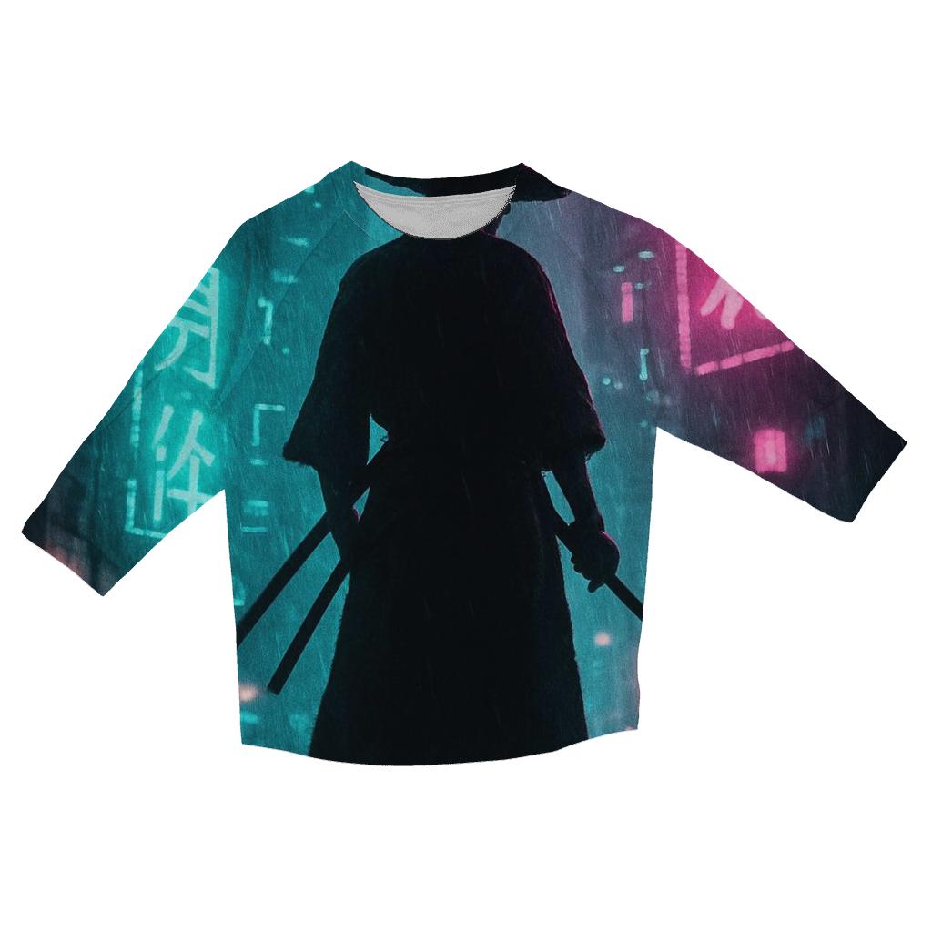 Neon Cyberpunk Samurai personalized 3/4 sleeve tees