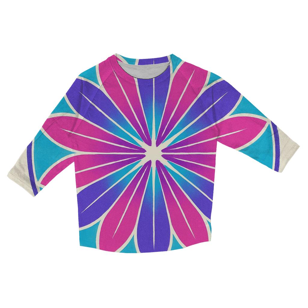 Mandala Sunburst Panel casual three quarter sleeve shirts