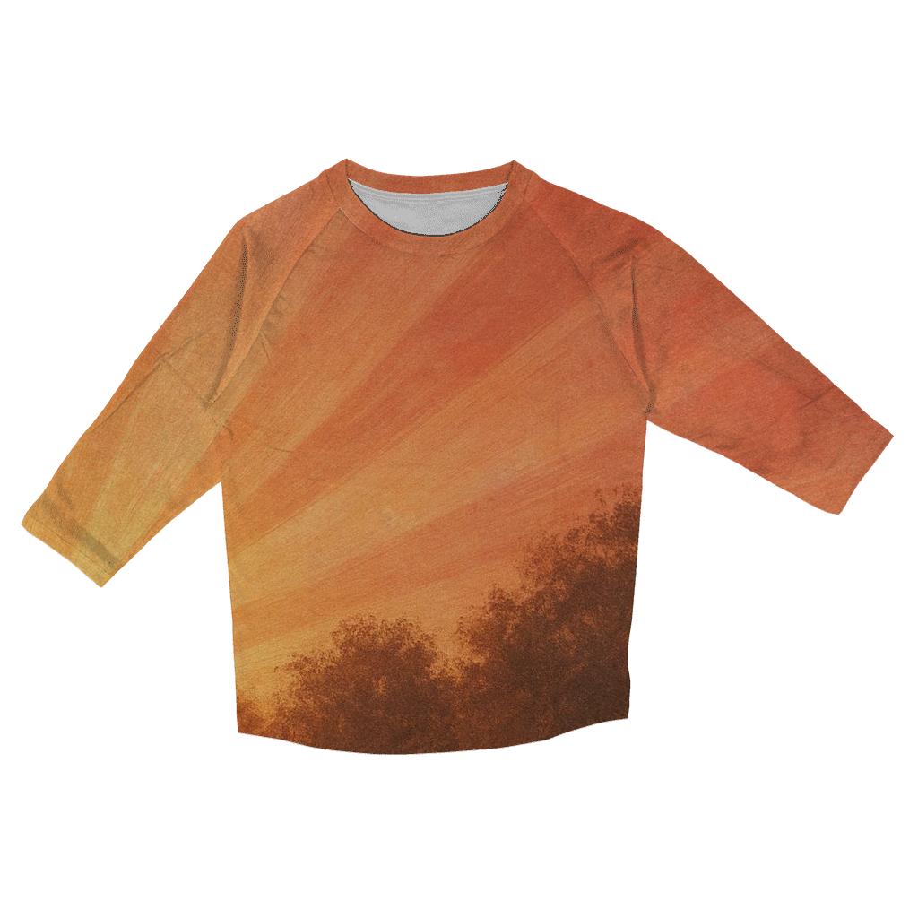 Sunset Orchard Sweep printed three quarter sleeve shirts