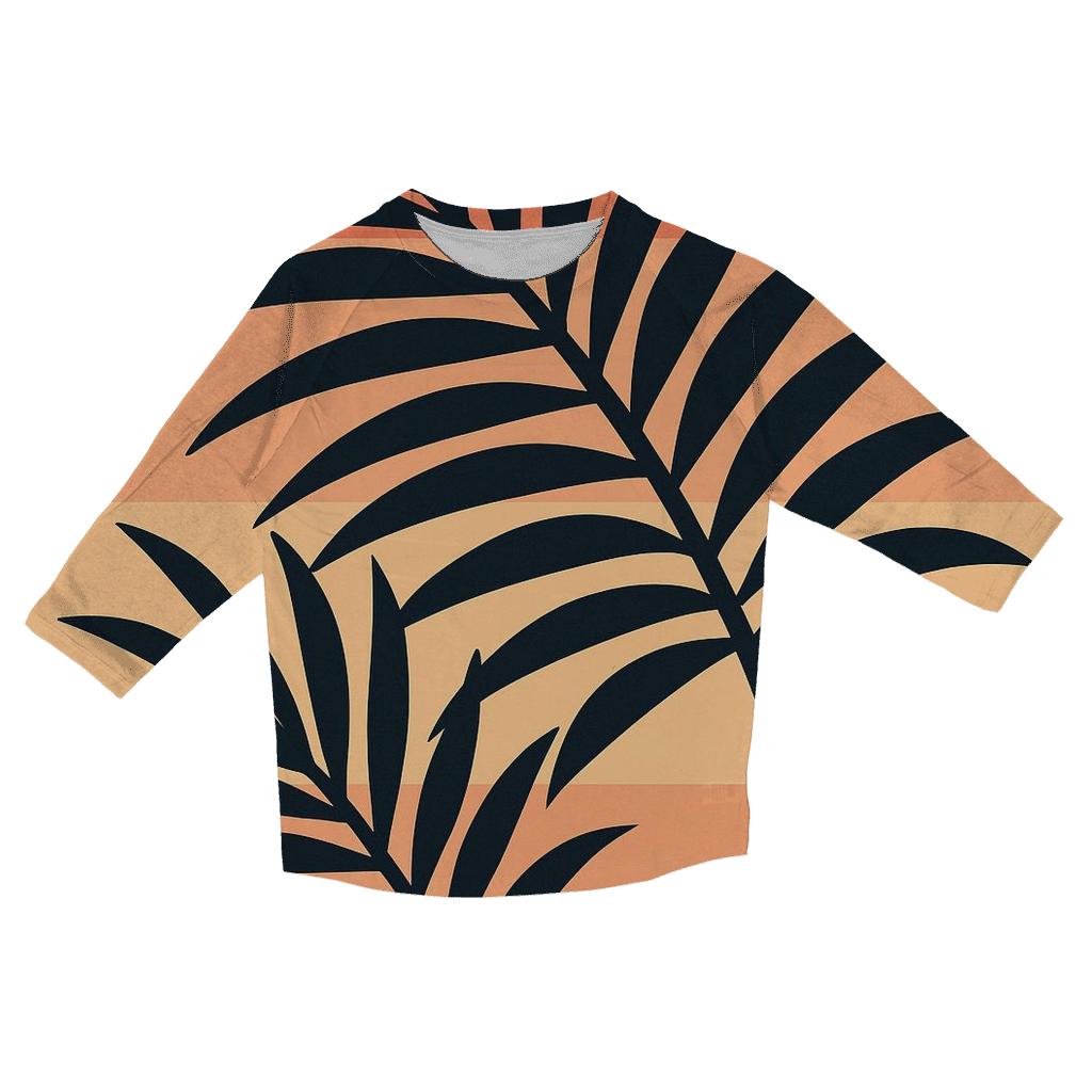 Palm Sunset Stripes casual three quarter sleeve shirts