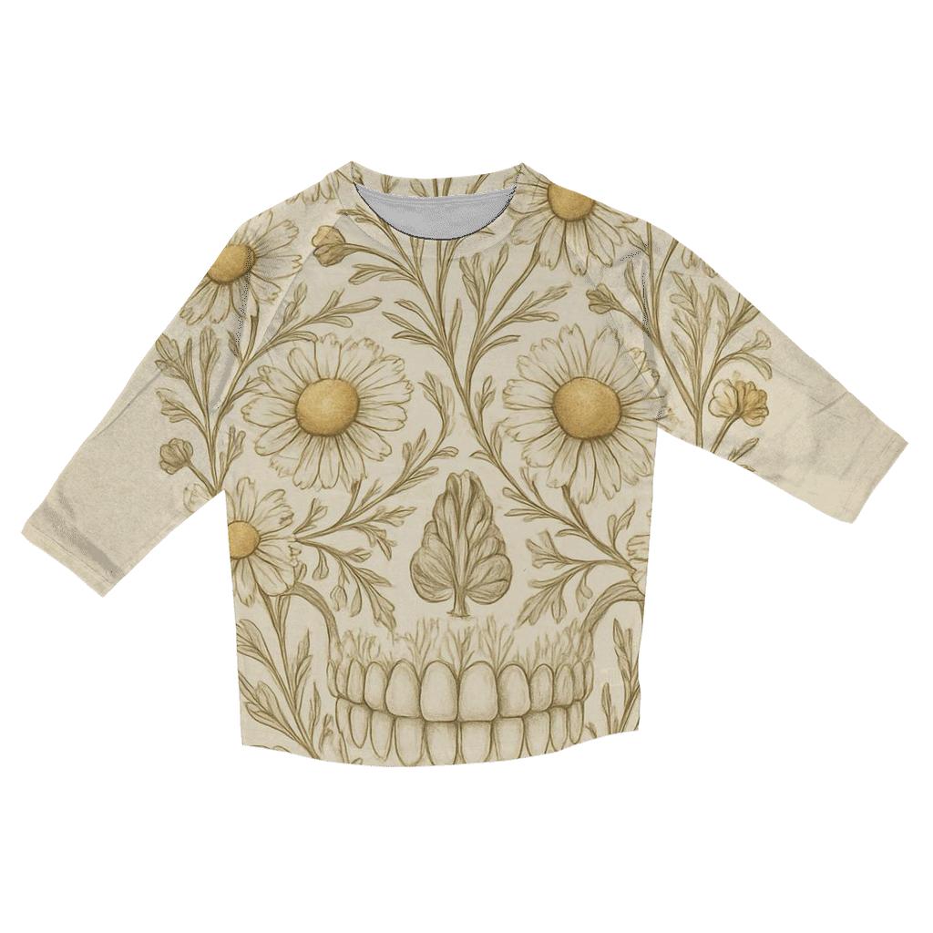 Floral Skull Chamomile custom 3/4 sleeve shirts