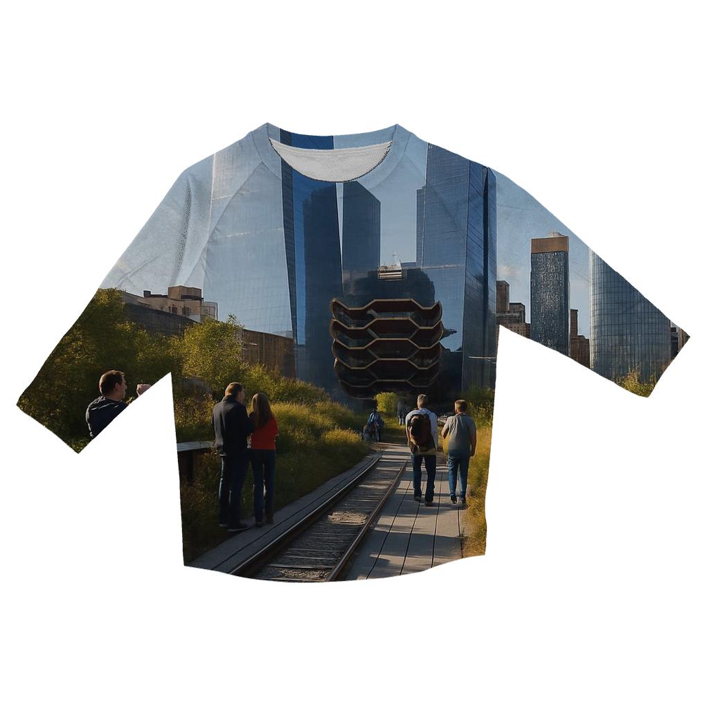Sunlit High Line Perspective To Hudson Yards custom 3/4 sleeve shirts