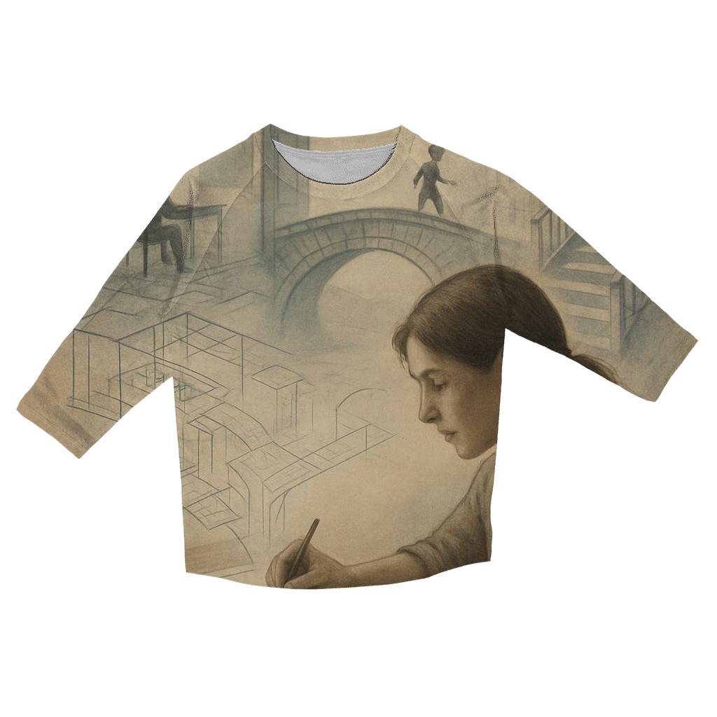 The Quiet Architect printed three quarter sleeve shirts