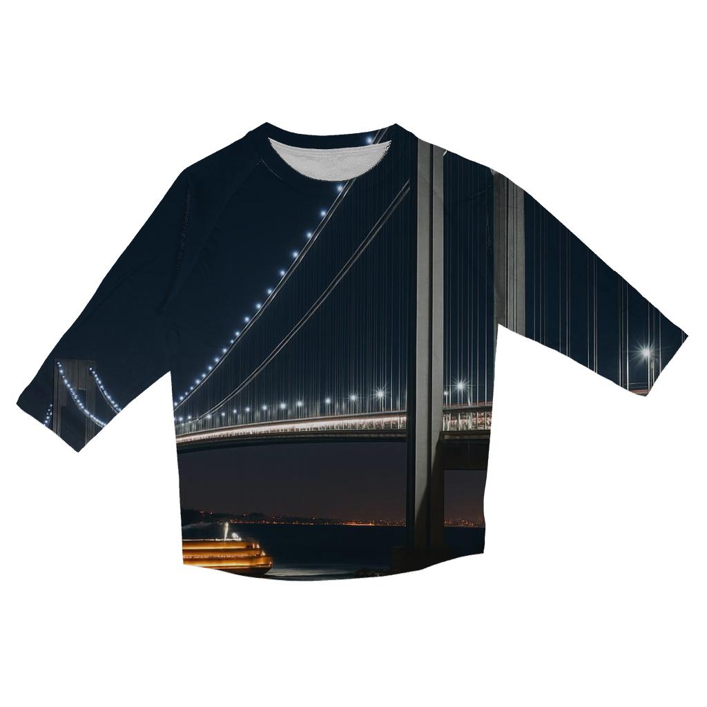 Night Time Bridge Link To Staten Island Ferry casual three quarter sleeve shirts