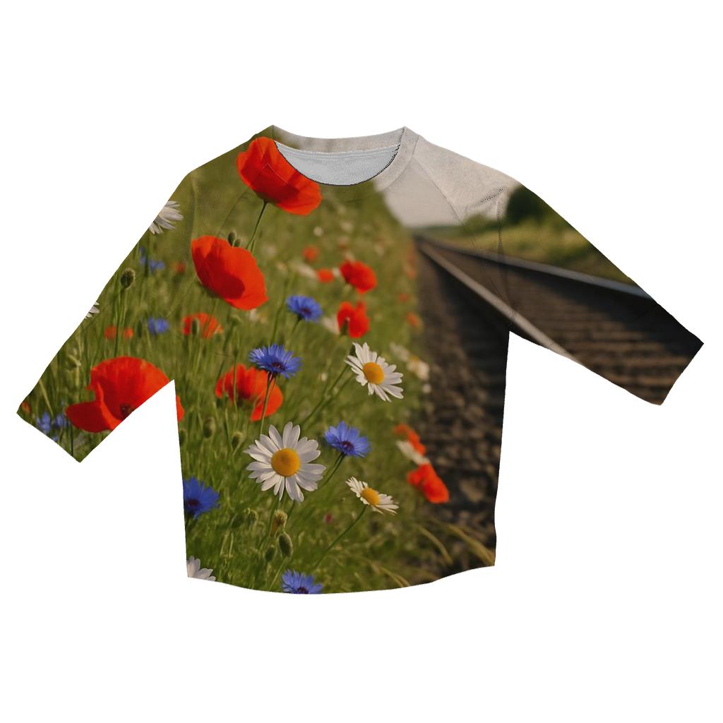 Railway Wildflower Verge printed three quarter sleeve shirts