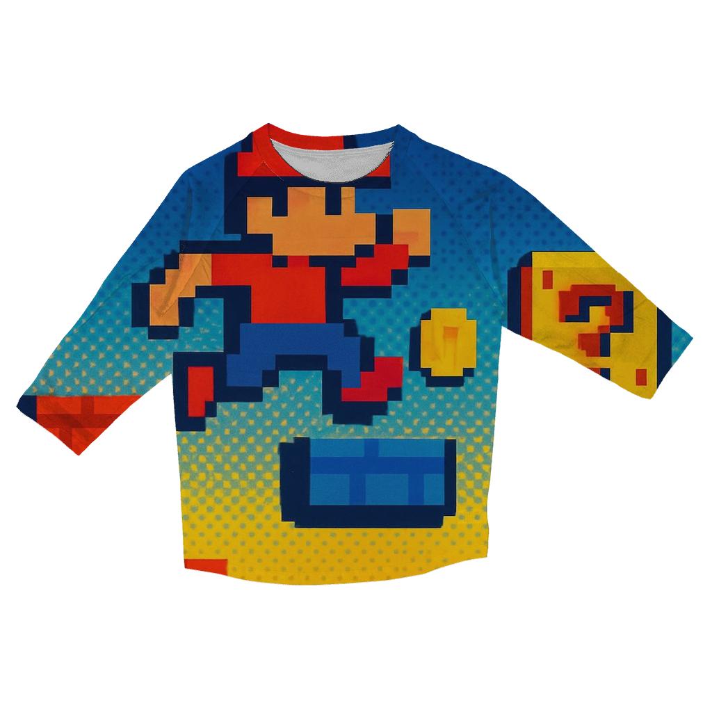 Vintage Arcade Pixel Art trendy 3/4 sleeve tops