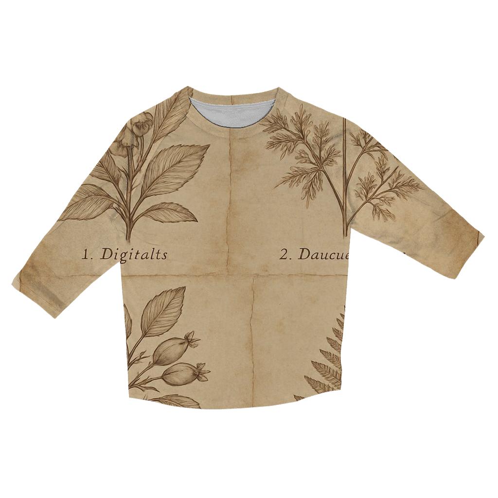 Sepia Botanical Illustration Set fashion 3/4 sleeve shirts