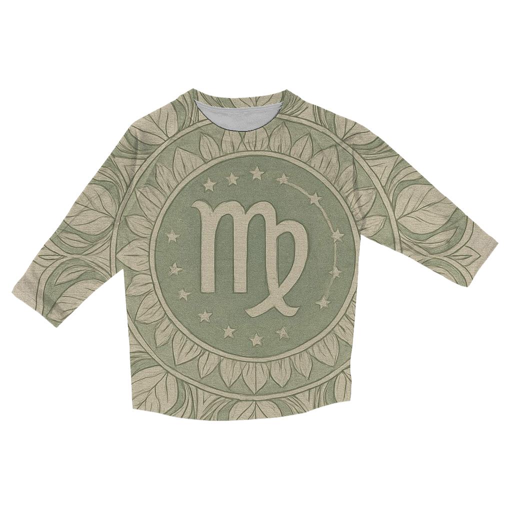 Virgo Earth Mandala Pattern casual three quarter sleeve shirts