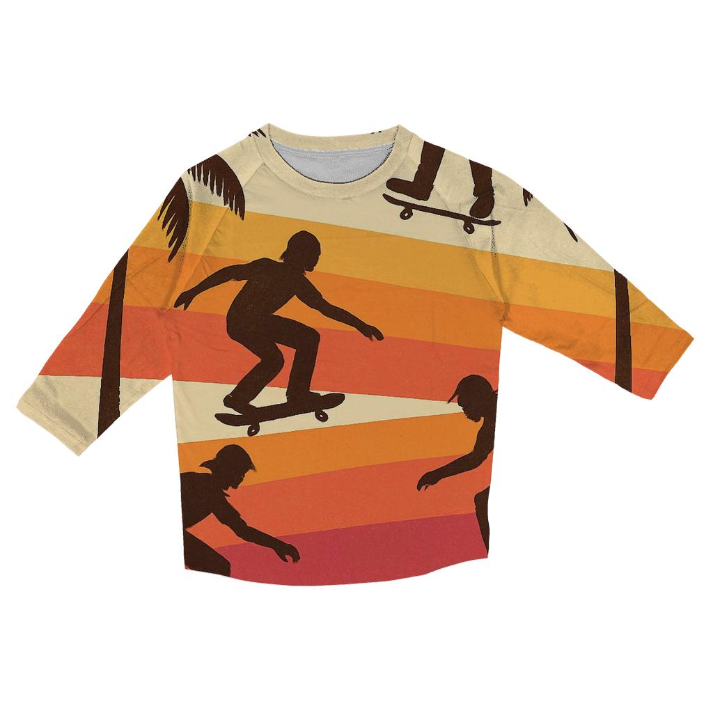 Sunset Skate Routes designer 3/4 sleeve blouses