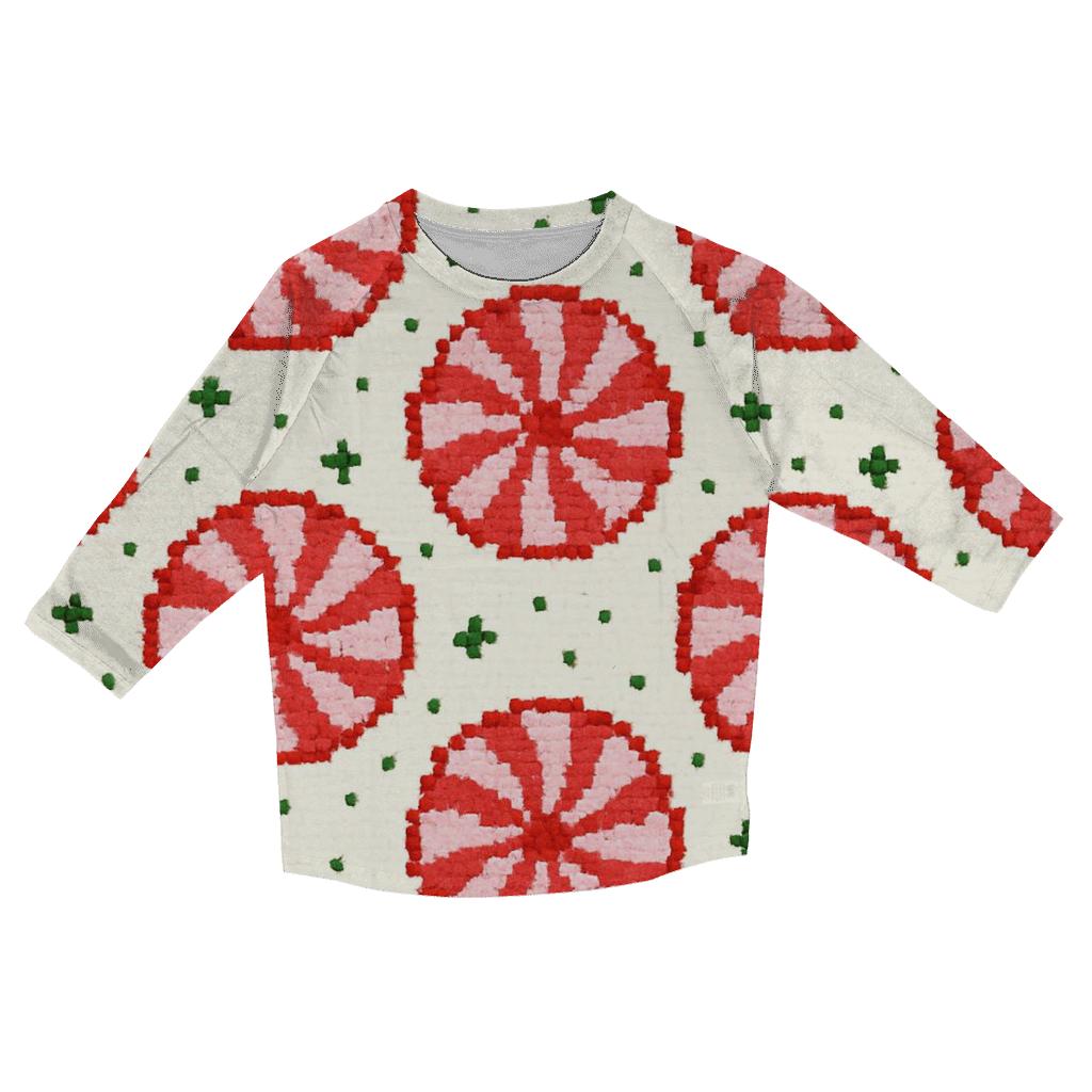 Peppermint Stripe Burst Design printed three quarter sleeve shirts