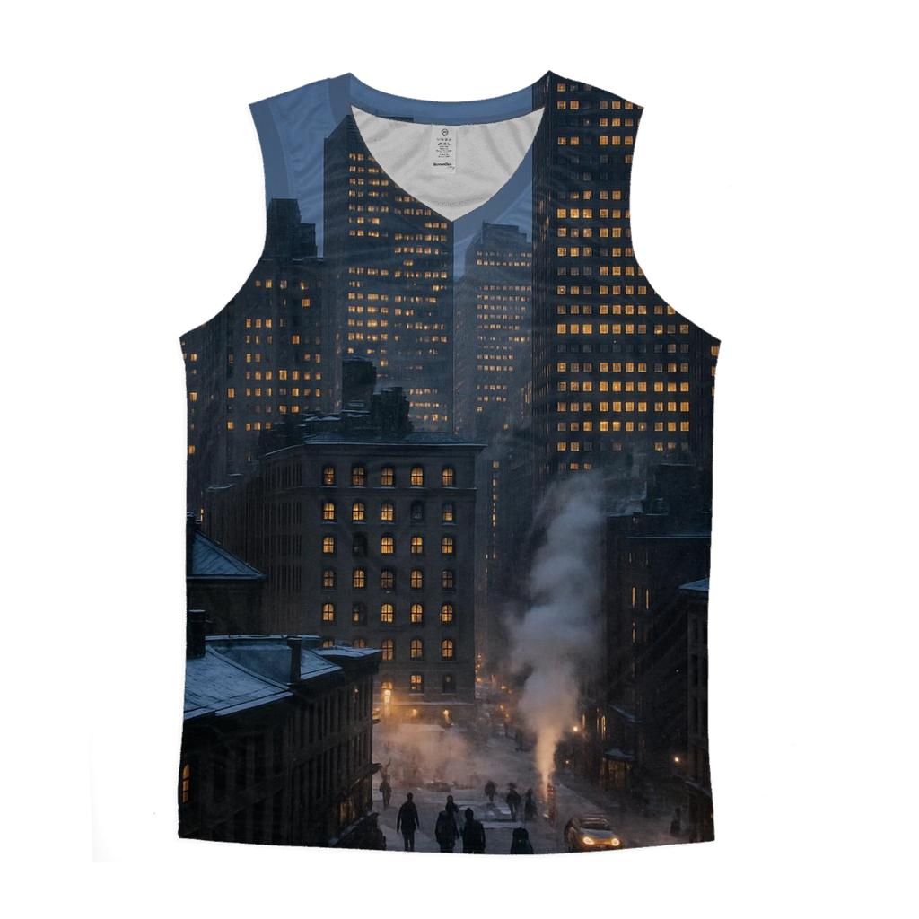 Winter Twilight Over The Financial District cotton sleeveless tops
