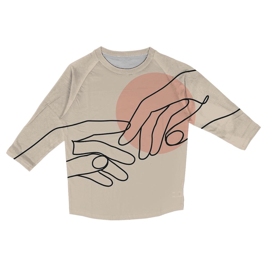 Minimalist Line Art Hands custom 3/4 sleeve shirts