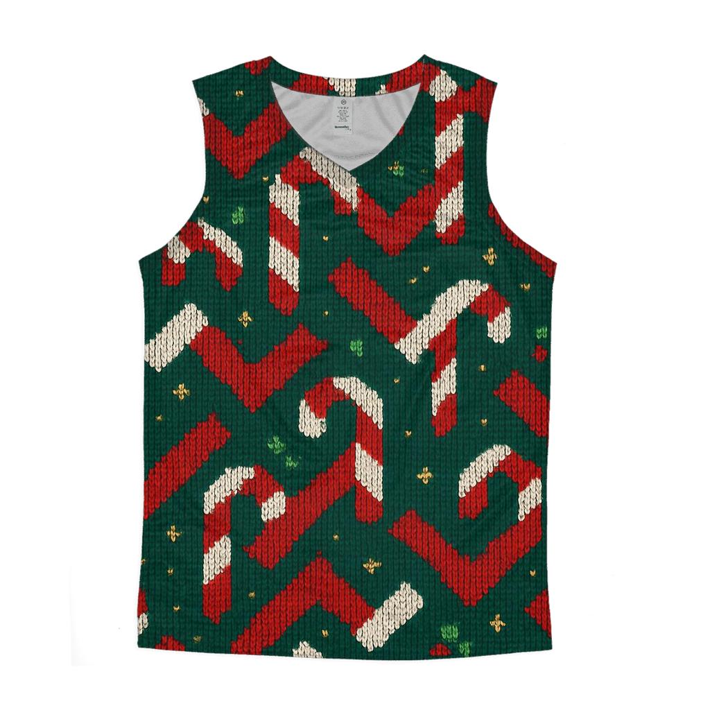 Candy Cane Herringbone Design cotton sleeveless tops