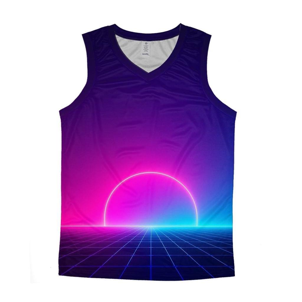 Neon Grid Horizon sports performance tank tops