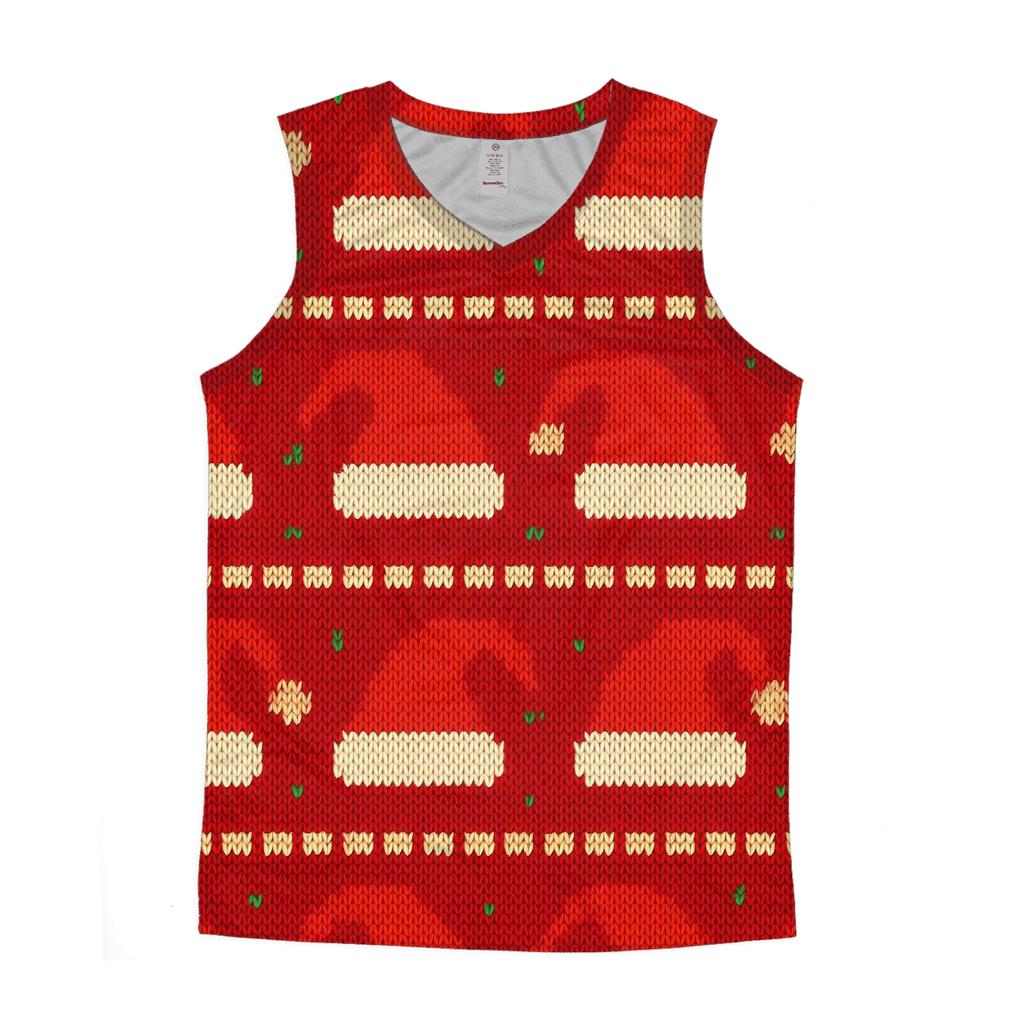 Santa Hat Scatter Bands Design graphic print tank tops