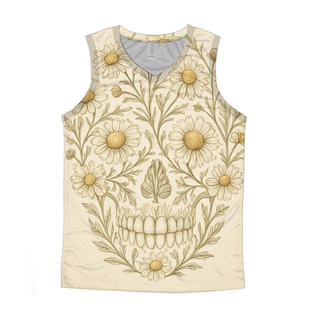 Floral Skull Chamomile cotton sleeveless tops